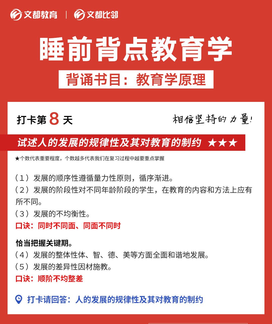 文都考研之睡前背點教育學：人的發展的規律及其對教育的制約
