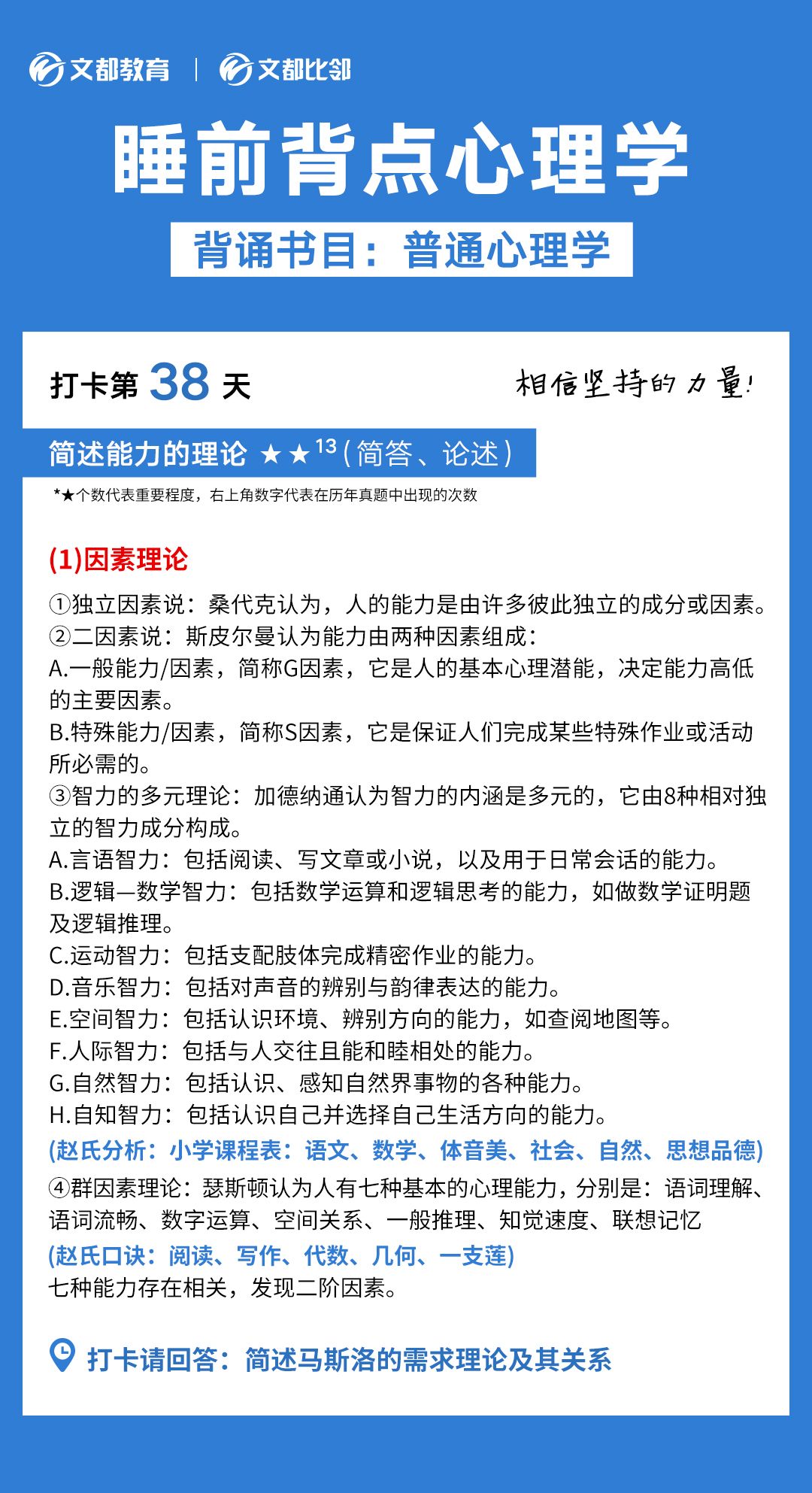 睡前背點(diǎn)心理學(xué)之文都考研:簡(jiǎn)述能力的理論